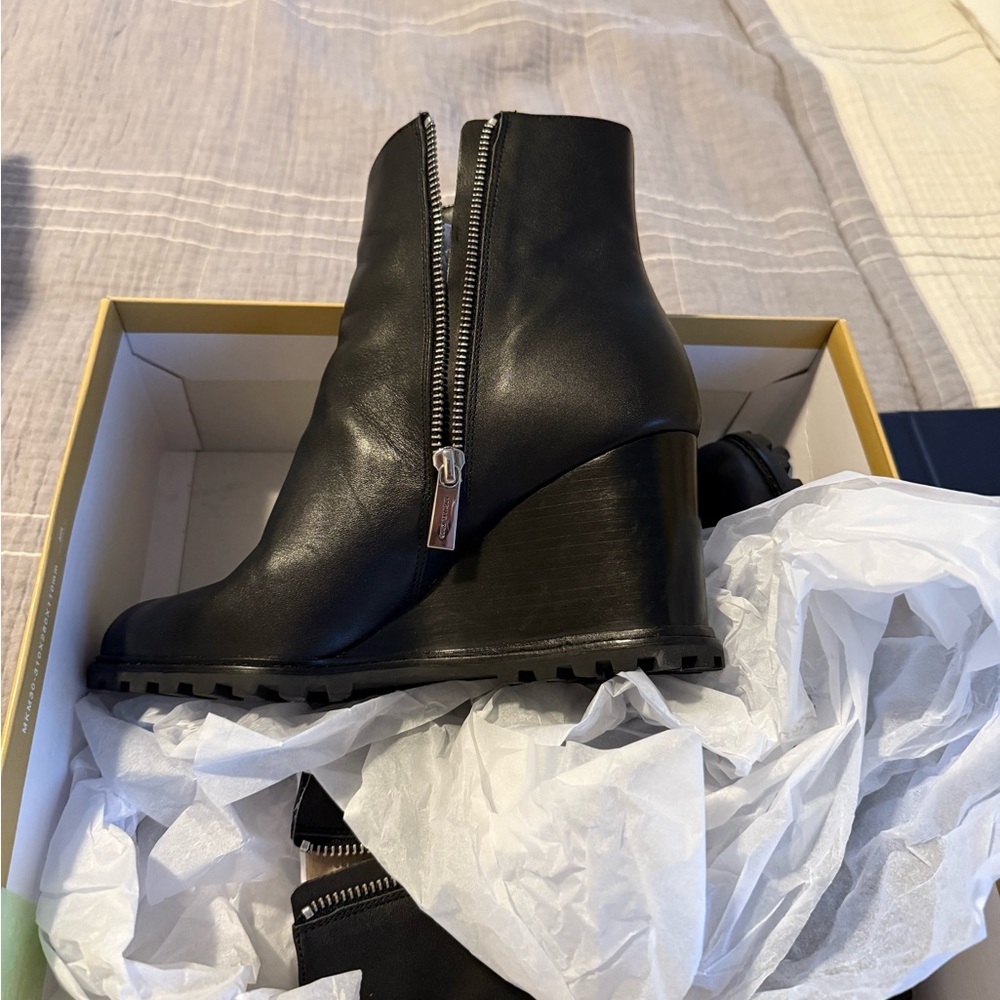 Michael Kors Black Wedge Ankle Boots - Picture 2 of 3